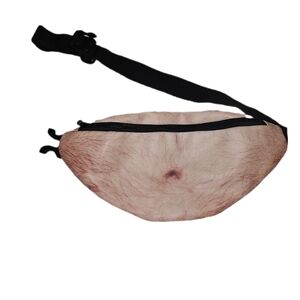 Novelty Hairy Belly Fanny Pack NWOT Halloween Costume Inner Zip Pocket Adjustabl